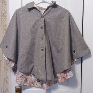 Handmade Poncho/ Cape with Vintage Buttons